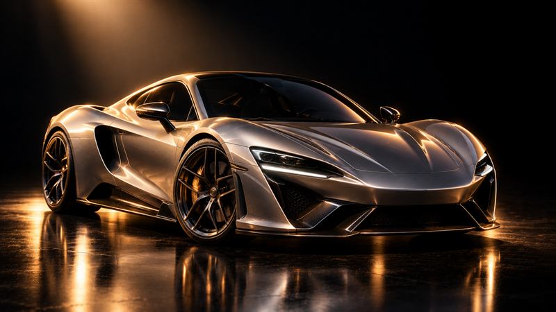 A supercar on a showroom stage
