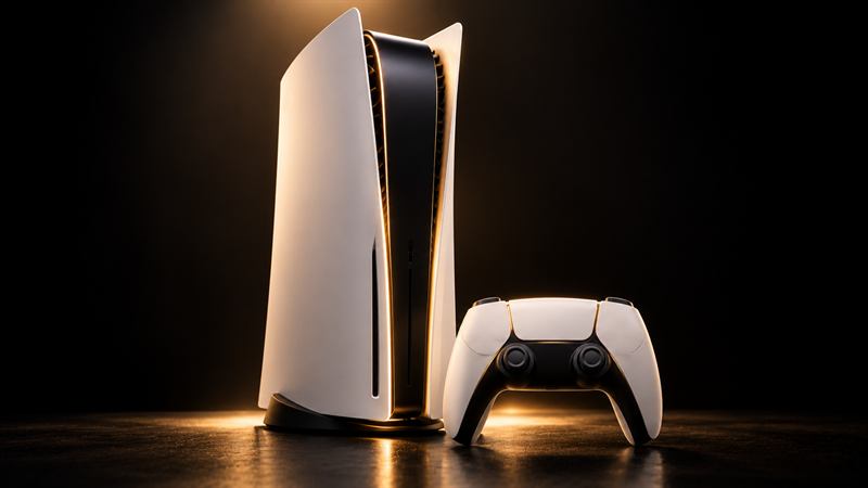 A games console with controllers